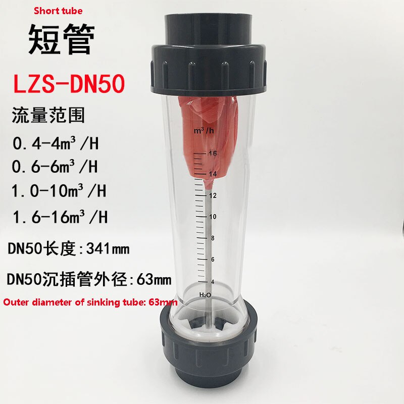1PC PVC Rotameter LZSDN50/DN65/DN40 Connect Water Flow Meter Liquid Water Straight Plug Pipeline Type Variable Area Flowmeter