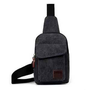 Männer Kleine Brust Schlinge Tasche Reise Wandern Kreuz Körper Bote Schulter Solide Männer Leinwand Tasche: schwarz