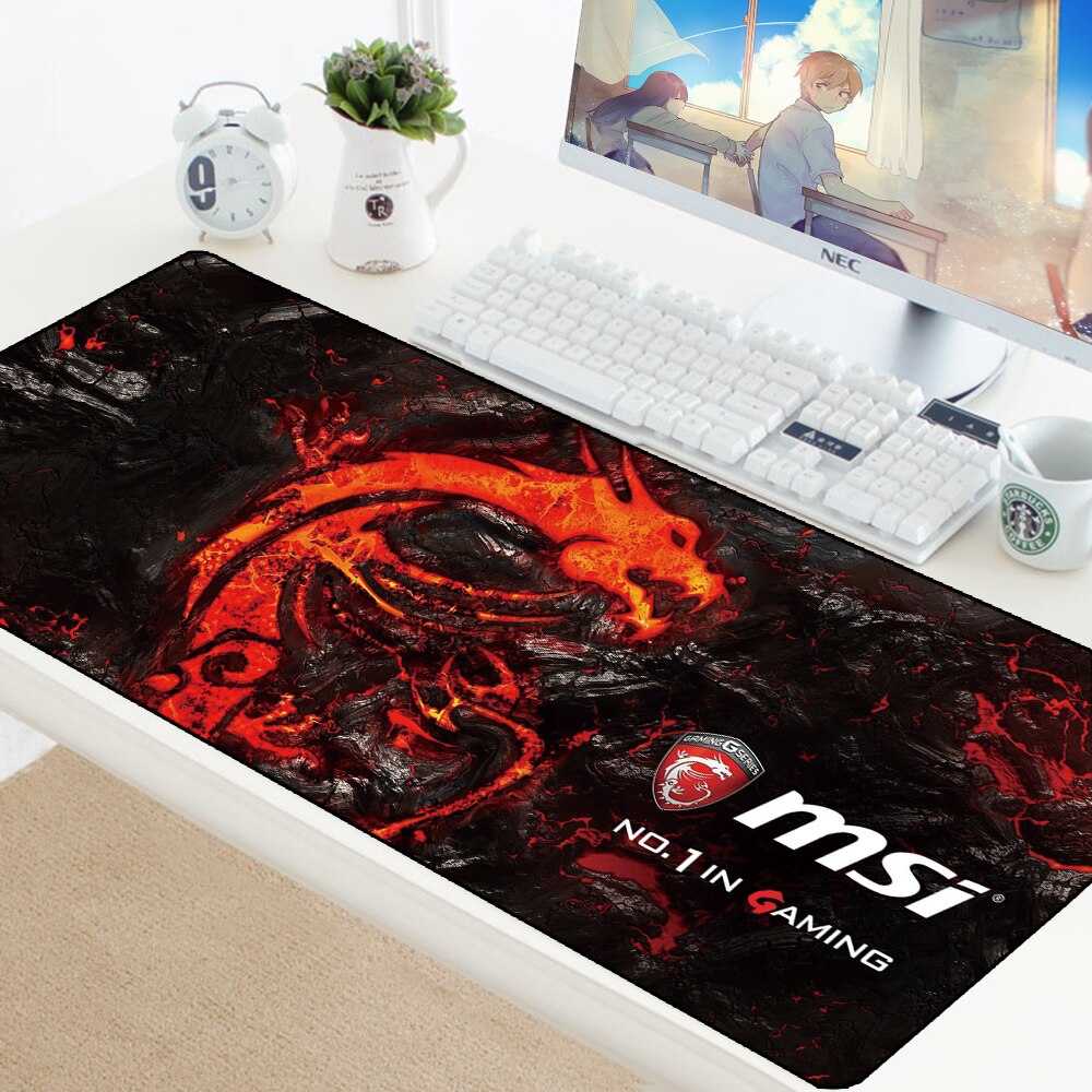 Alfombrilla de ratón grande XXL MSI, antideslizante, de goma, para teclado, ordenador portátil, velocidad, ratón de escritorio: 6 / Size 800x300x2 mm
