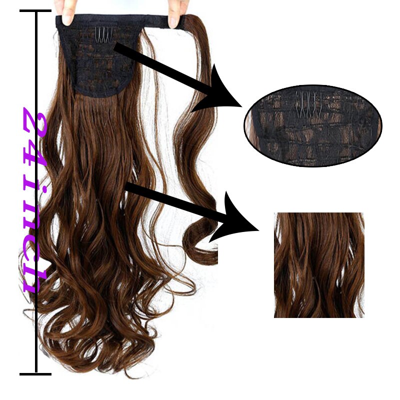 Xuanguang 24 pulgadas de largo pelo rizado pelo sintético pelo Cola de Caballo extensión de pelo de alta temperatura de fibra