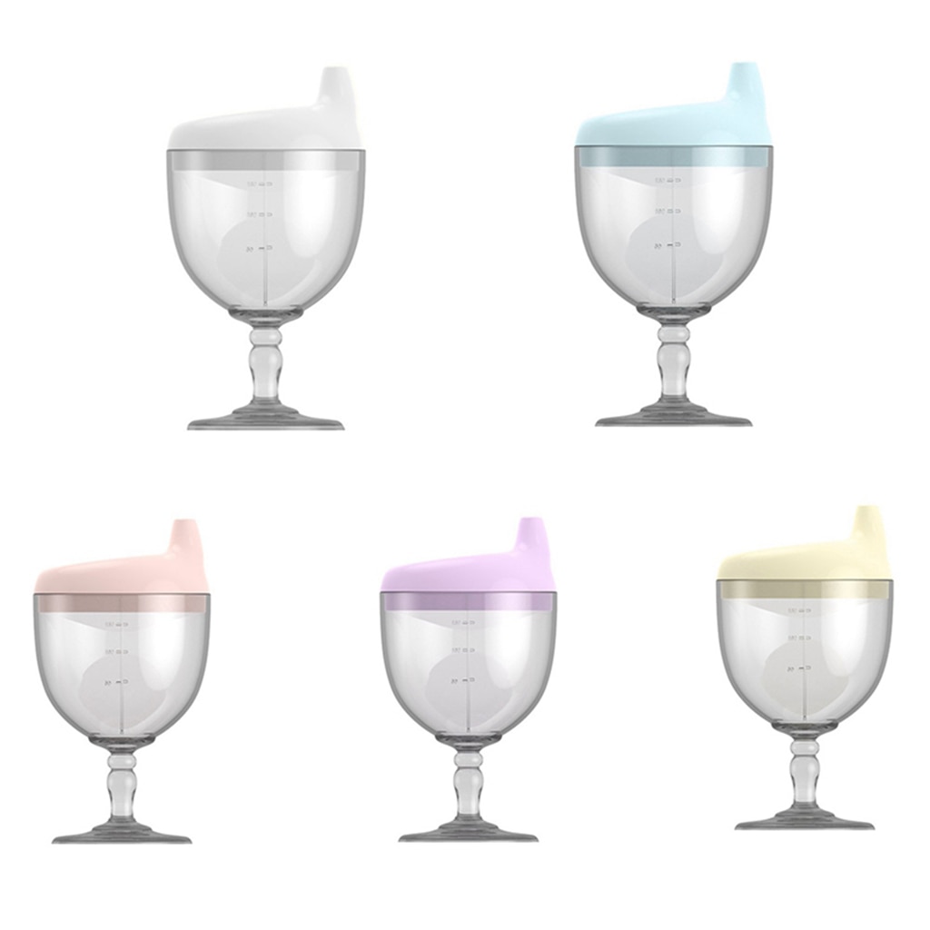 Taza de leche para el desayuno para niños, vaso para la alimentación de agua con forma de copa y botella de lactancia a prueba de fugas de 150ml