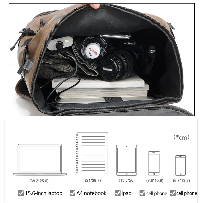 Anti Theft Men Backpack with Shoe Pocket Male Laptop Backpack PU Leather Black Travel Backpack Waterproof Travel Bag for Men