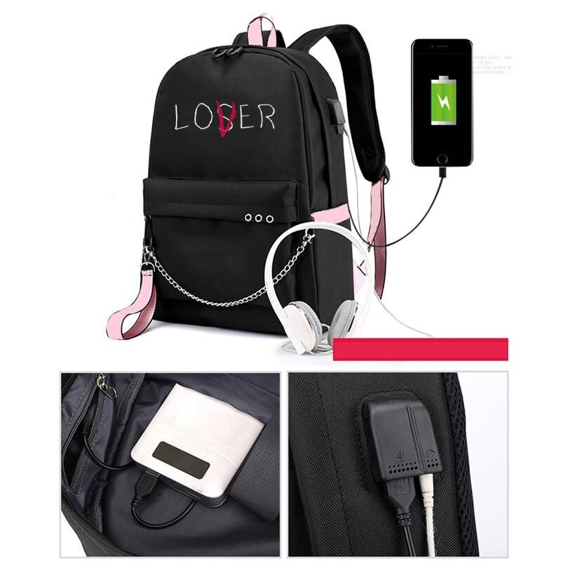 Lover Loser, mochila escolar grande para chicas adolescentes, mochila de carga Usb, bolsa de libro para mujeres, mochila de instituto, mochila de ocio juvenil