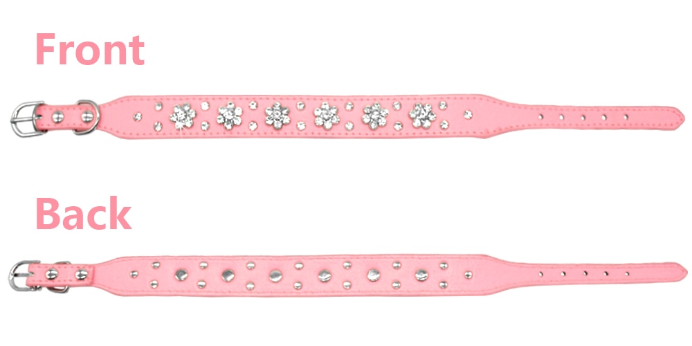 Bling Rhinestone Dog Collars Leather For Small Medium Dogs Adjustable Puppy Dog Chihuahua Collar Crystal Diamante Correa Perro