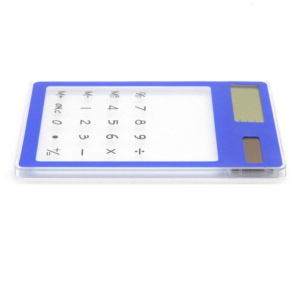 Solar Calculator LCD 8 Digit Touch Screen Ultra Slim Transparent Clear Student Calculator for School Office