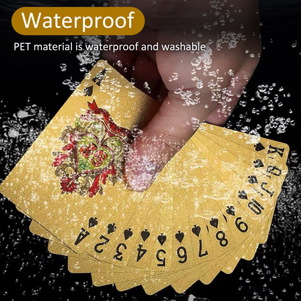 Luxe 24K Gold Speelkaarten Poker Game Dek Goudfolie Poker Set Plastic Magic Kaarten Waterdichte Kaarten Magie