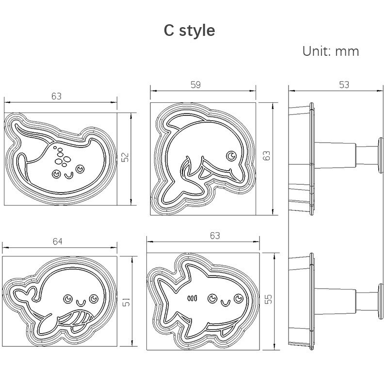 4pcs Ocean Cookie Cutter Jellyfish Seahorse Clownfish Octopus Starfish Fondant Stamp Baking Mold Ocean Theme Cake Decor Tool