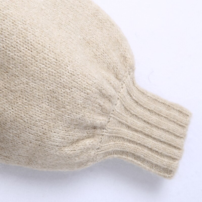 Pull ample à col en v pour femme, cardigan à poches, manches lanternes, pull court, pour femme