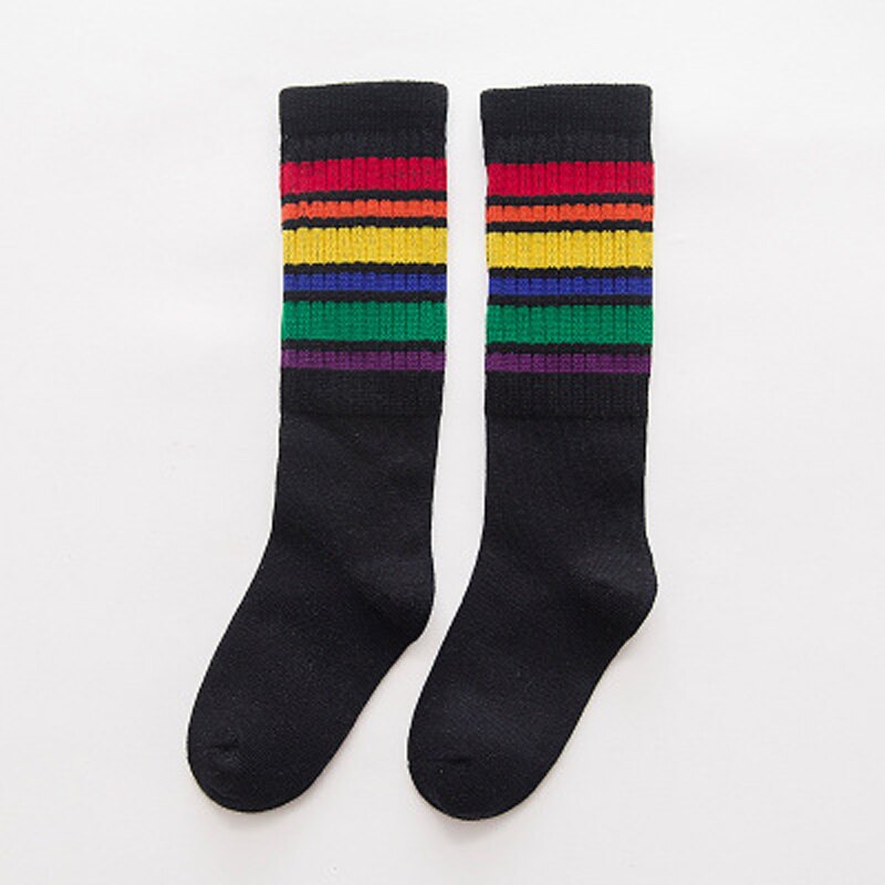 Filles genou chaussettes hautes enfants garçons Football rayures coton sport école blanc chaussettes Skate enfants bébé Long Tube jambe