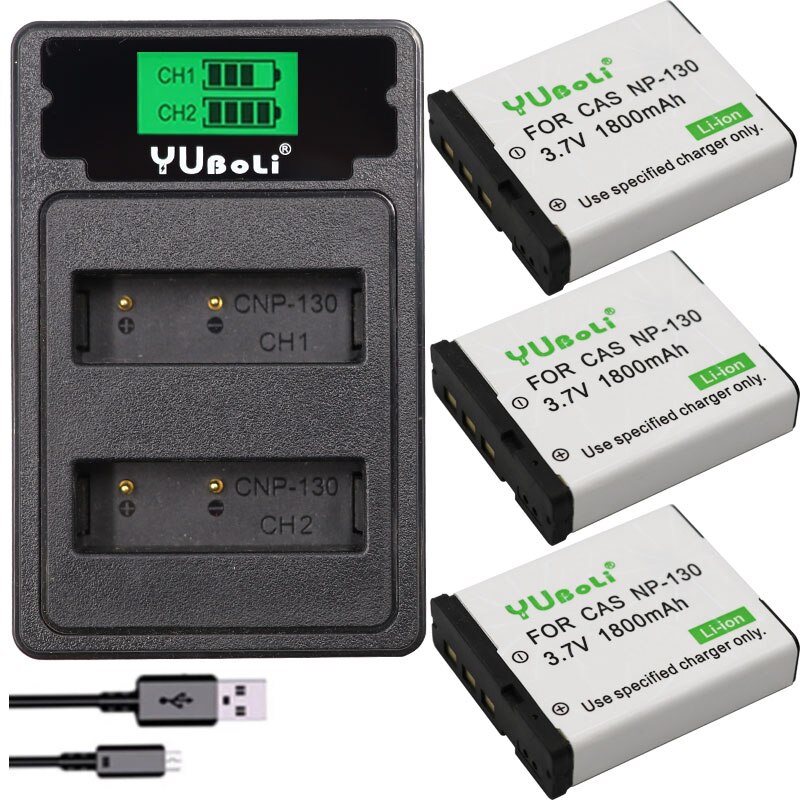 bateria NP-130 NP 130 NP130 CNP-130 CNP130 battery + lcd dua charger for Casio Exilim EX-H30 ZR100 ZR200 ZR300 ZR400 ZR410 ZR700: charger and 3battery