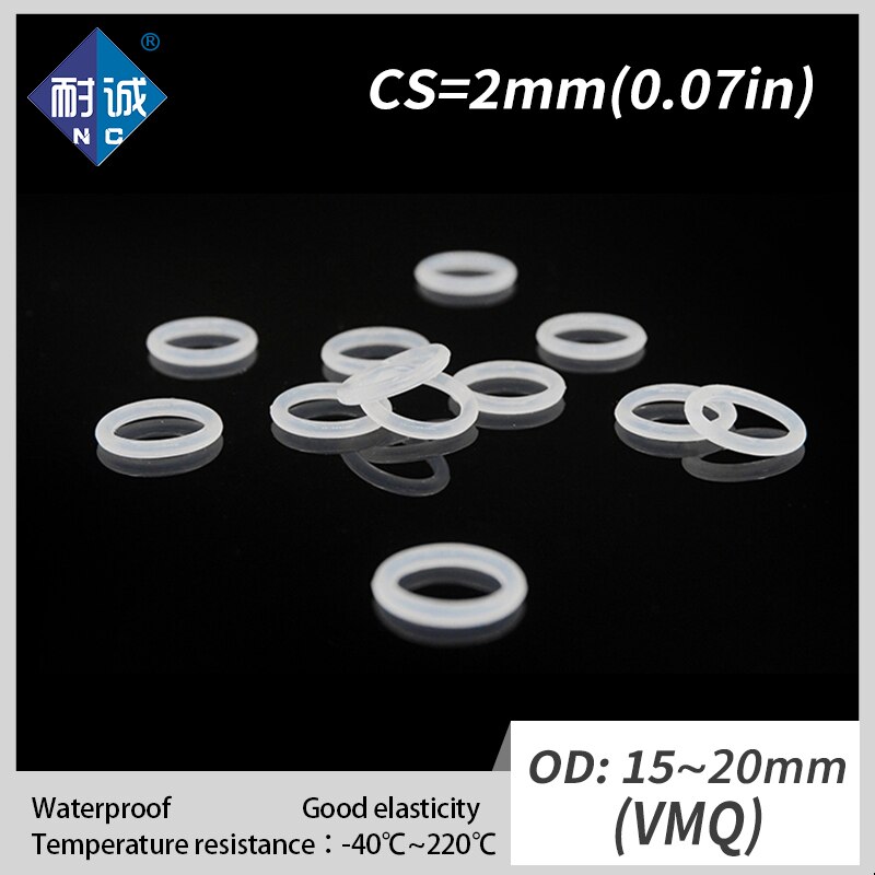 5 teile/los Silikon gummi o-ring VMQ CS 2mm OD15/16/17/18/19 /20mm O Ring Dichtung Silikon O-ring wasserdicht