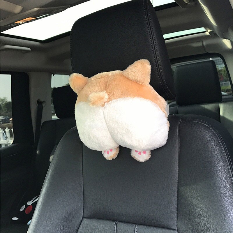 Universal Car Neck Pillow Headrest Seat Cute Soft Corgi Butt Shape Pillows TD326