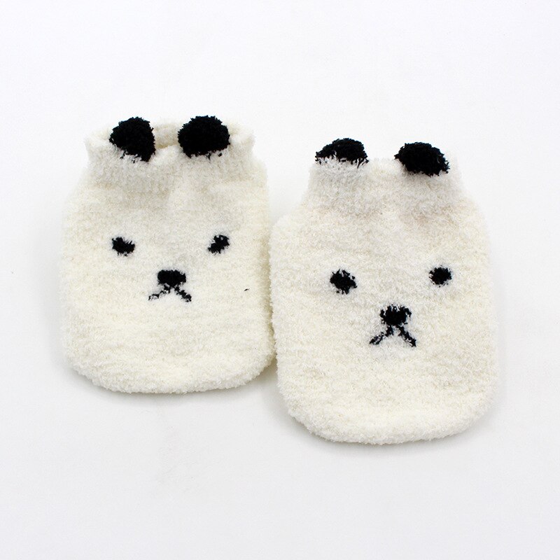 Chaussettes antidérapantes en molleton de corail | Chaussettes d'automne et d'hiver, chaussettes chaudes, pour bébés garçons et filles, accessoires de vêtements pour nourrissons épais: White