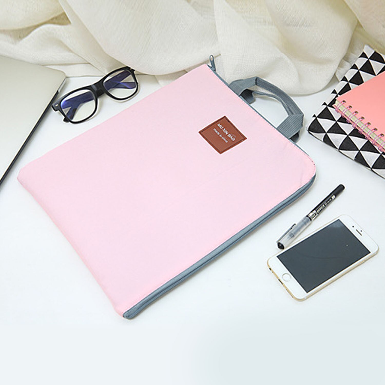 A4 Size Nylon Document Bags Organizer with Handles Waterproof for Office School Business 13inch Laptop Tablet Cell Phones