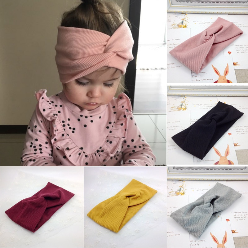 1 Pcs Lente Zomer Effen Kleur Baby Hoofdband Meisjes Twisted Geknoopt Zachte Elastische Meisje Hoofdbanden Haar Accessoires Kleine Maat