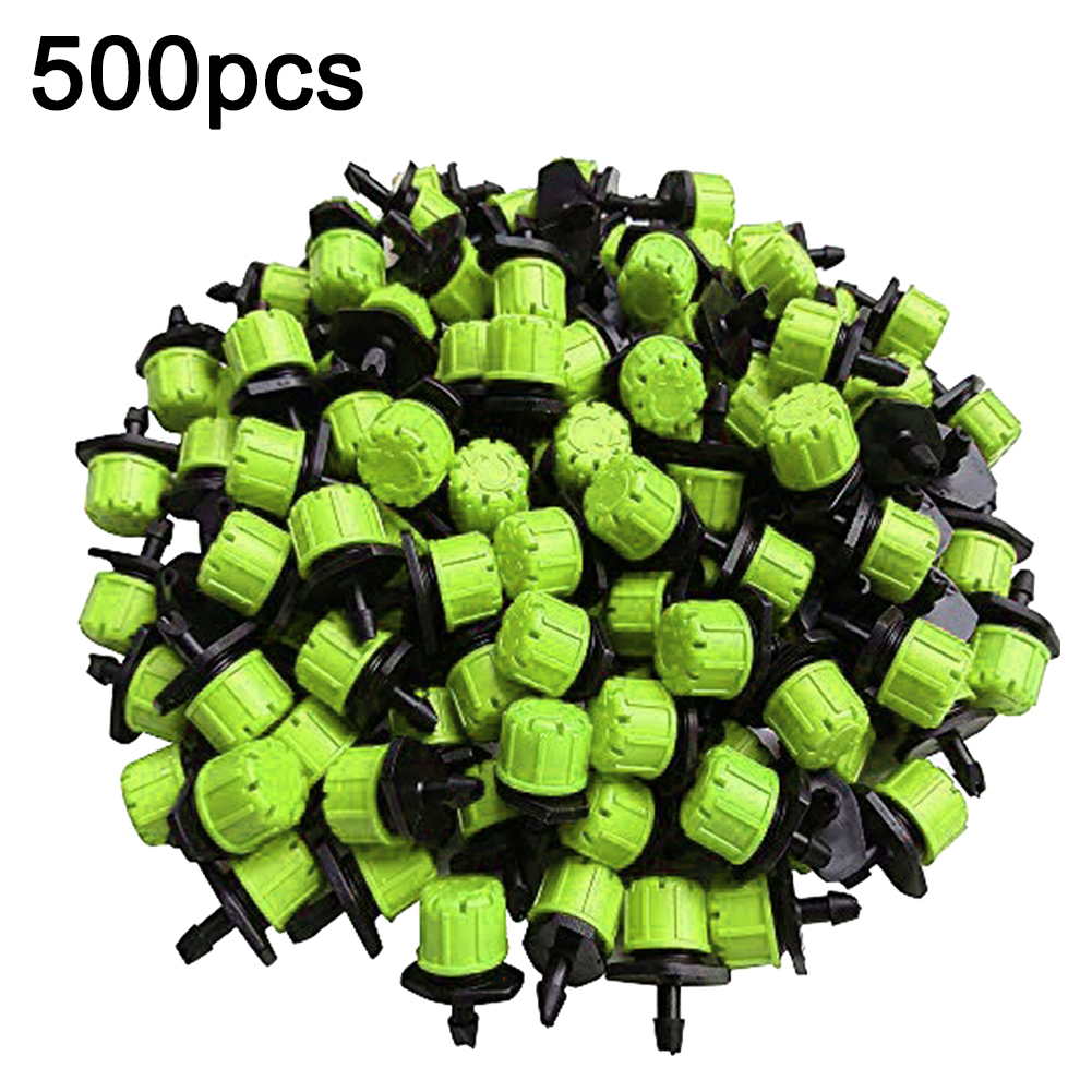 500-100 Uds. Gocciones de riego ajustables de 1/4 pulgadas, aspersores giratorios, microaspersores de riego por goteo para balcón, invernadero