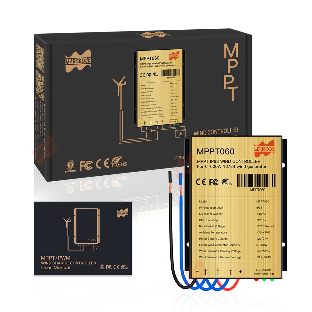 600W 12V 24V Auto IP67 Wind Turbine Generator Lading Ontlading Controller Windmolen Rem Regulator Voor 400W 600W Wind Generator: MPPT060