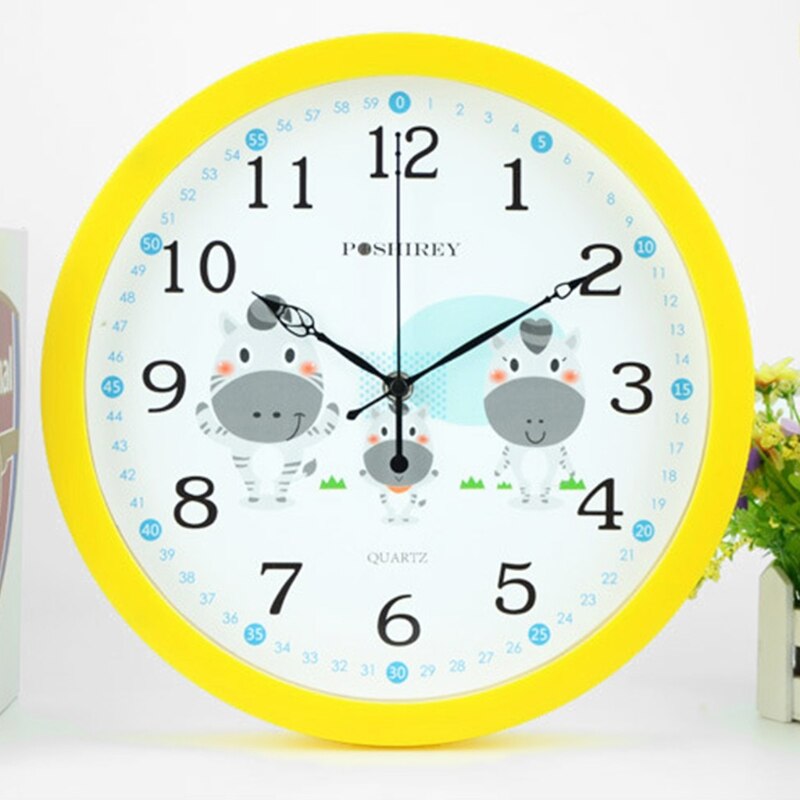 Mute Wall Clock Simple Style Cartoon Milk Cow Pattern Clock Nursery Home Living Room Children's Room Bedroom Decoration