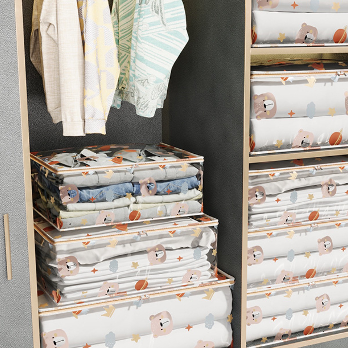 Caja de almacenamiento para parte inferior de cama, colcha de ropa plegable gruesa, bolsa de almacenamiento organizadora de artículos diversos para juguetes y polvo para el hogar