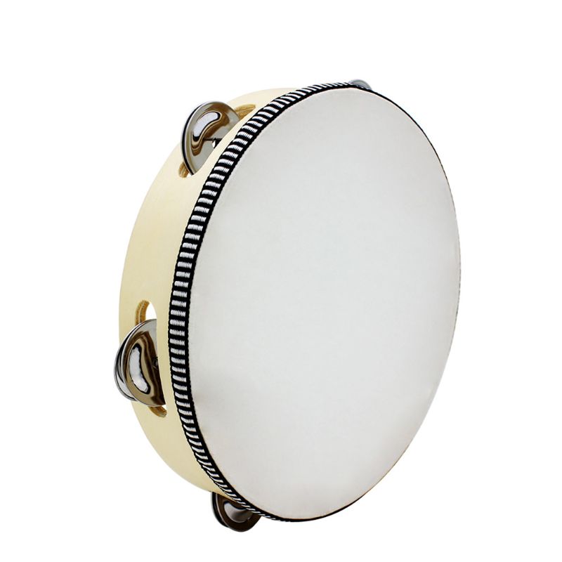 8 "Tambor de pandereta de mano campana de abedul cascabeles de Metal percusión Musical 27RD