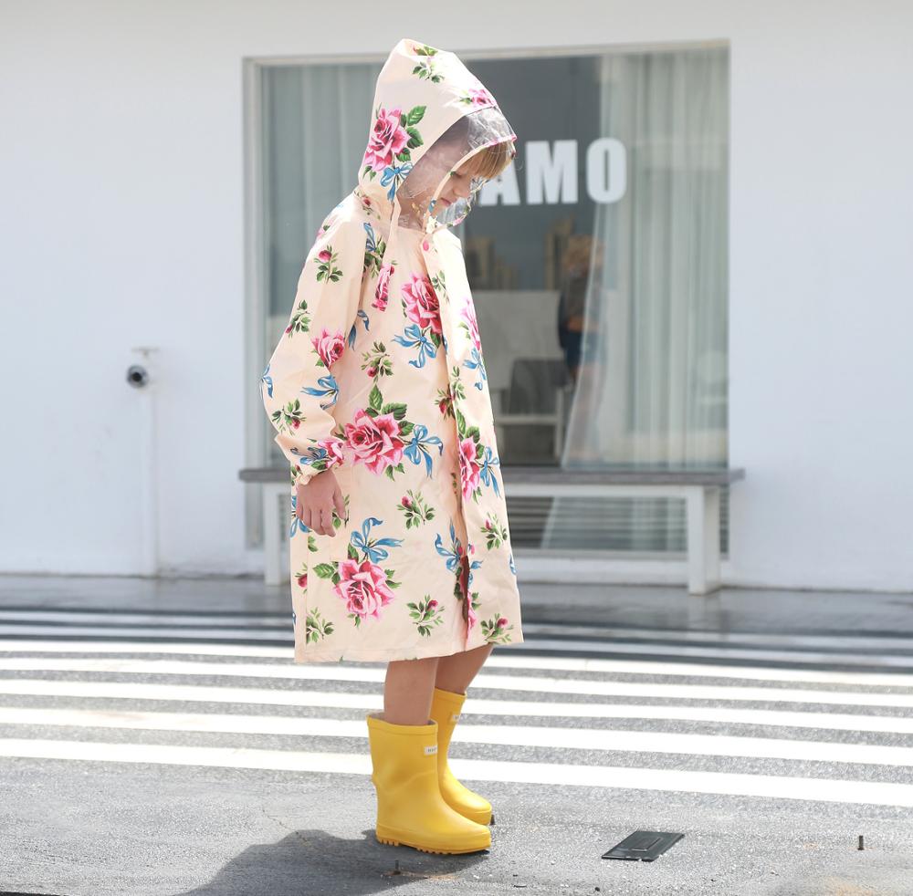 Stilfuld stor blomst børn regnfrakke piger poncho baby vandtæt poncho regnfrakke børn regntøj baby band regnjakke