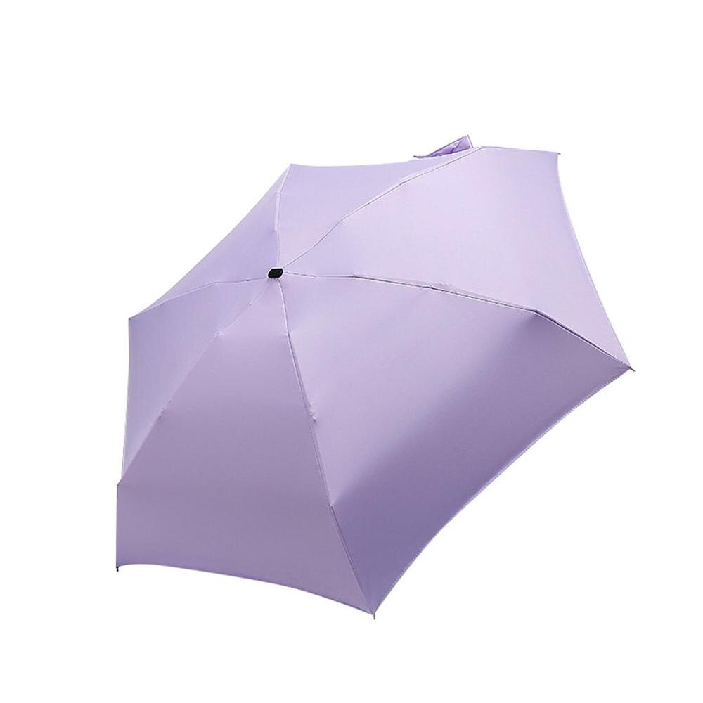 Flad letvægts paraply parasol let lommepose foldbar sol mini paraply  #3 b 22: Lilla