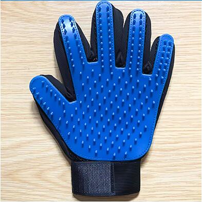 Pet Handschuh Katze Pflege Handschuh Katze Haar Deshedding Pinsel Handschuhe Hund Kamm Katzen Bad Sauber Massage Haar Entferner Bürste für pet Tier: Blue left glove