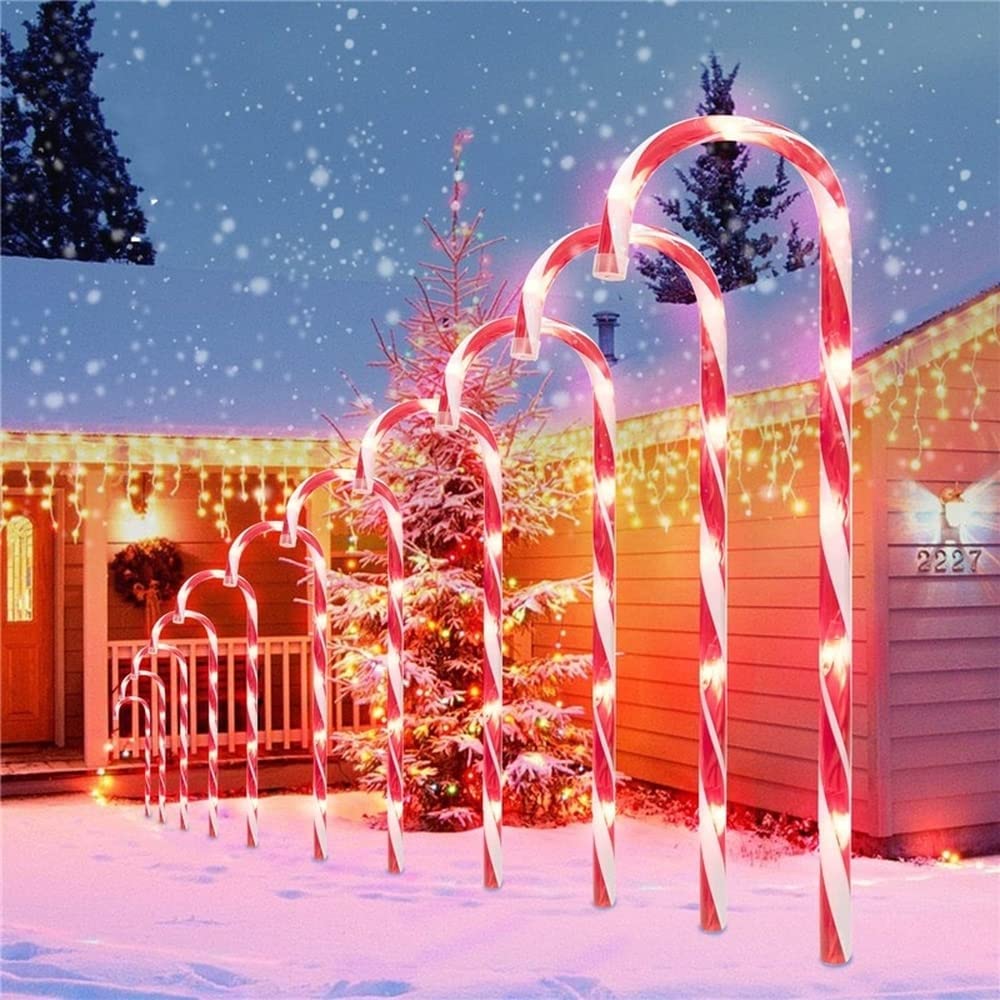 Christmas Pathway Candy Cane Walkway Light Stake Lamp Outdoor Yard Decorative Light SEC88