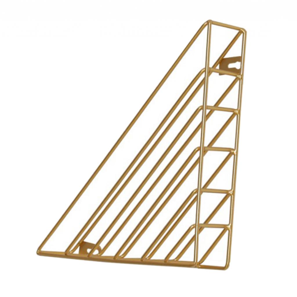 Organizador de archivos Irregular/triangular, colección de cables, estante de almacenamiento de hierro para escritorio, estantería, soporte para revistas para decoración del hogar y oficina: C Gold