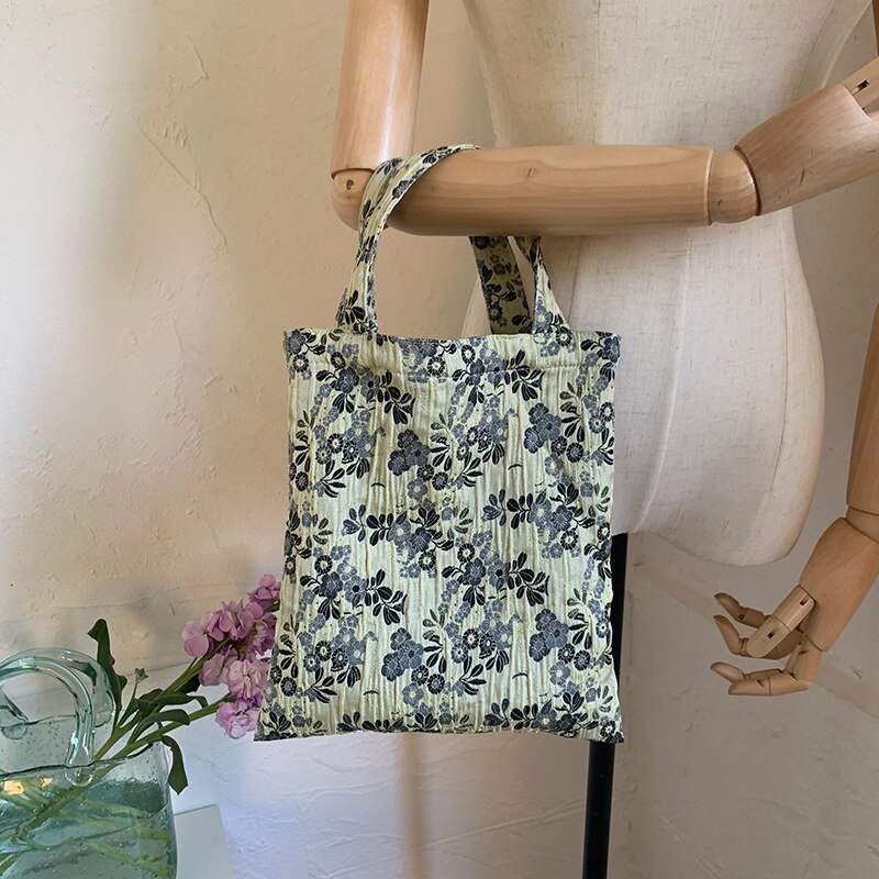Vintage Doek Vrouwen Kleine Handtassen Jacquard Stof Dames Mini Handvat Tote Tas Mode Bloem Vrouwelijke Evening Clutch Purse: B