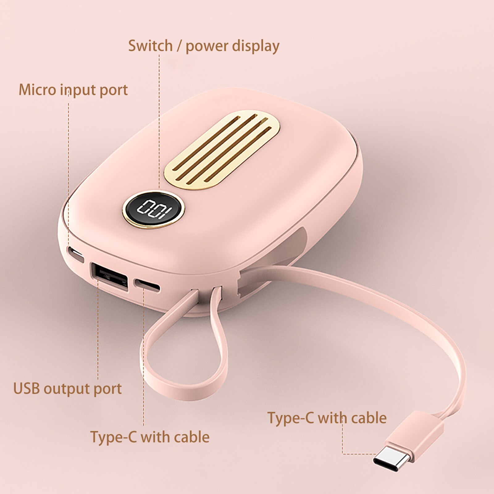 lovely Hand Warming Cute Mini USB Charger Portable Mobile Power Display 10000MA hand warmers rechargeable outdoor Mini Warmers