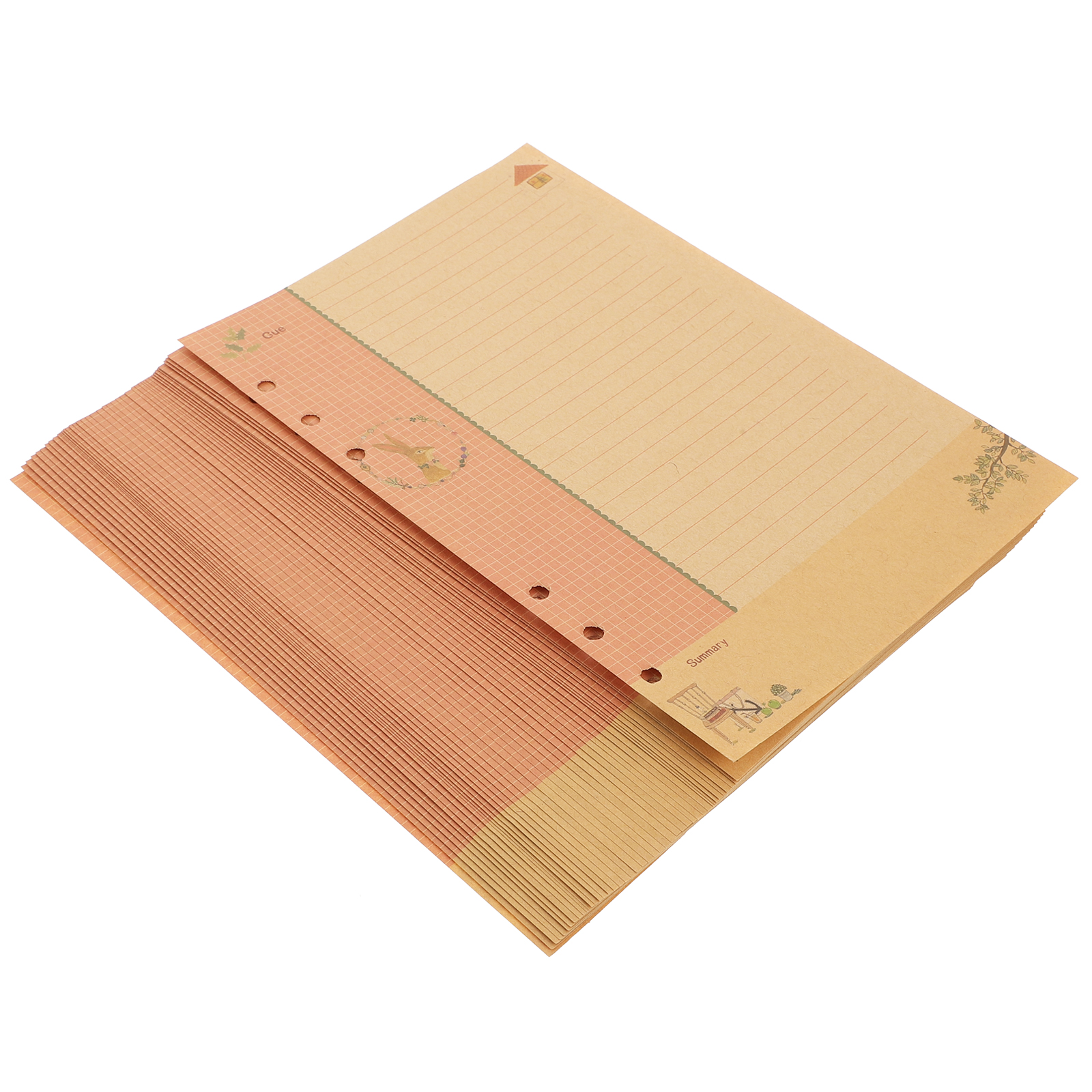 2Pcs A5 Refill Papier Losse Blad Papier Losbladige Inserts Papers Voor Schrijven: Khaki