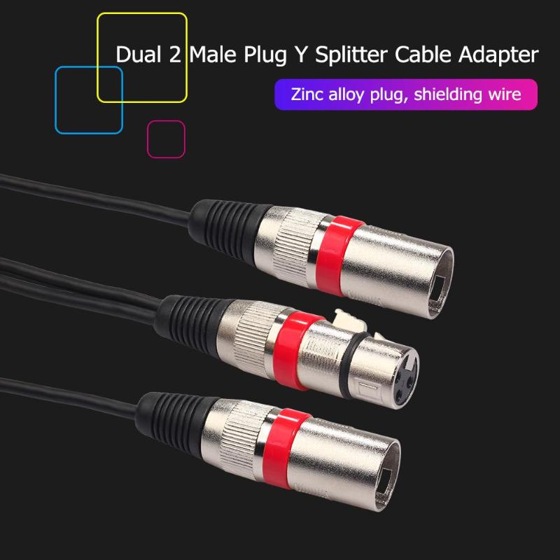 3Pin XLR Female Jack to Dual 2 Male Plug Y Splitter 30cm Adapter Cable Wire