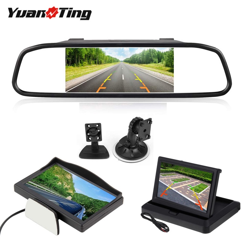 YuanTing LCD Auto TFT Display Desktop/Opvouwbare/Spiegel Monitor 5 ''Video PAL/NTSC Auto Parking voor achteruitkijkspiegel Backup Camera