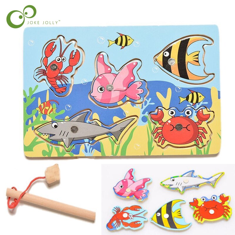 Kinderen Vissen Game Houten Oceaan Jigsaw Board Magnetische Staaf Outdoor Fun Speelgoed Voor Kinderen Baby Kids Magneet Vissen Zxh