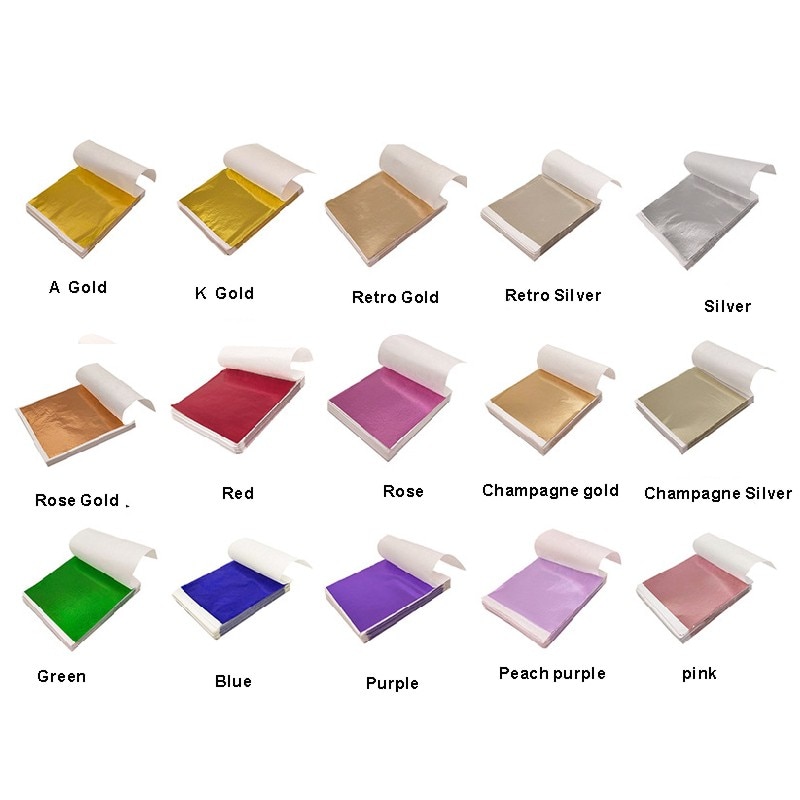 100 stk farve imiteret bladguld folie ark kobber blad til forgyldning kunst arbejde negle dekoration 9 x 9cm rose guld blad folie papir