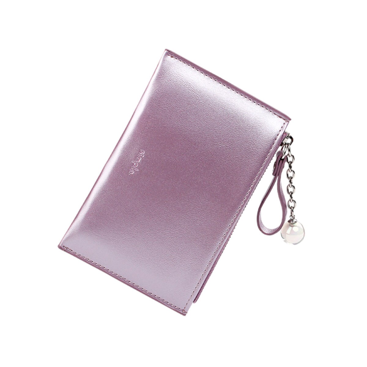 Petit portefeuille en cuir pour femmes, porte-monnaie et scintillant, Mini pochette de crédit avec fermeture éclair: Violet