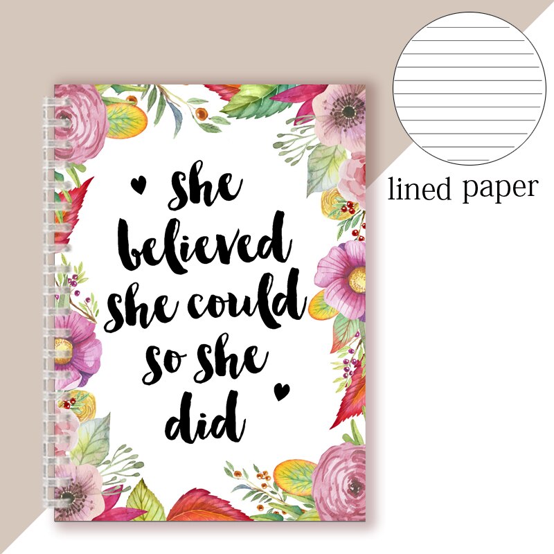 Citation inspirante-elle croyait qu'elle pouvait ainsi qu'elle l'a fait-cahier à spirale carnet de notes Romance bloc-notes pour Couples filles foi: 9