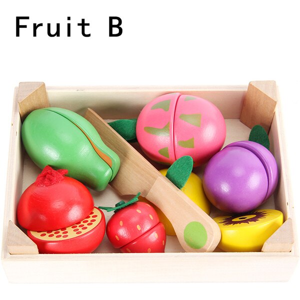 WOODADDY Giocattoli Del Bambino Fragola Simulazione di Frutta Verdura Cut Set Giocattoli di Legno Per I Bambini I Bambini di Alimento Della Cucina Educativo del Regalo: Fruit B