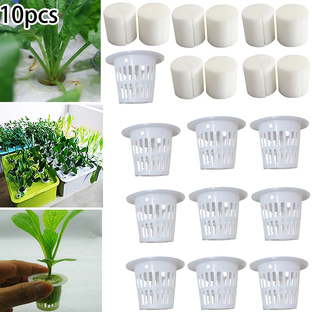 10 sæt mini mesh potte net kop kurv hydroponisk aeroponic plante vokse svamp praktisk