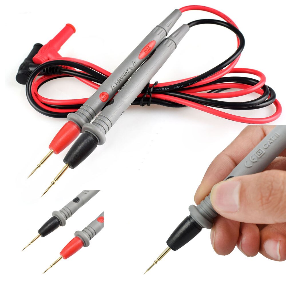 1 par silikontråd universal prob-testledningar stift med alligatorklämma för digital multimeter nålspets 20a multitestare set