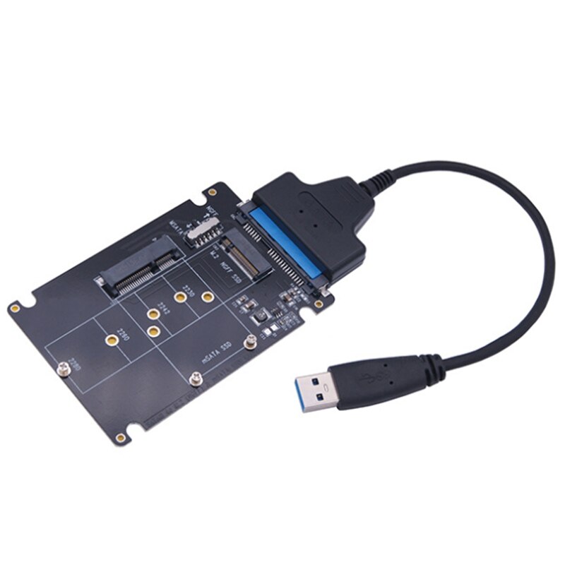 M.2 Ngff Of Msata Naar Sata 3.0 Adapter Usb 3.0 2.5 Sata Harde Schijf 2 In 1 Converter Reader met Kabel Voor Pc Laptop