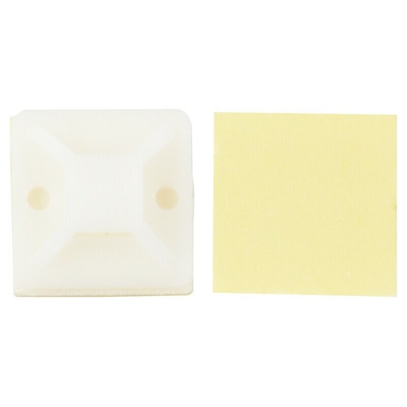 White Self Adhesive Cable Tie Mount Base Holder 100 Pcs