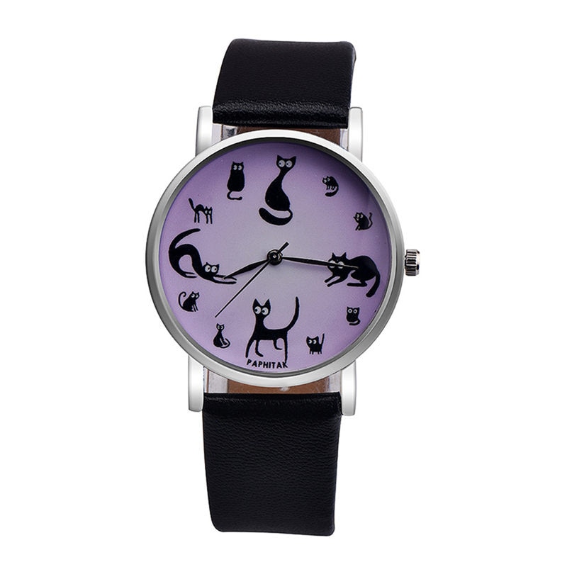 Casual Watches Women Cute Cat Clock Ultra Thin Leather Band Female Quartz Watch Waterproof Relogio Feminino #C