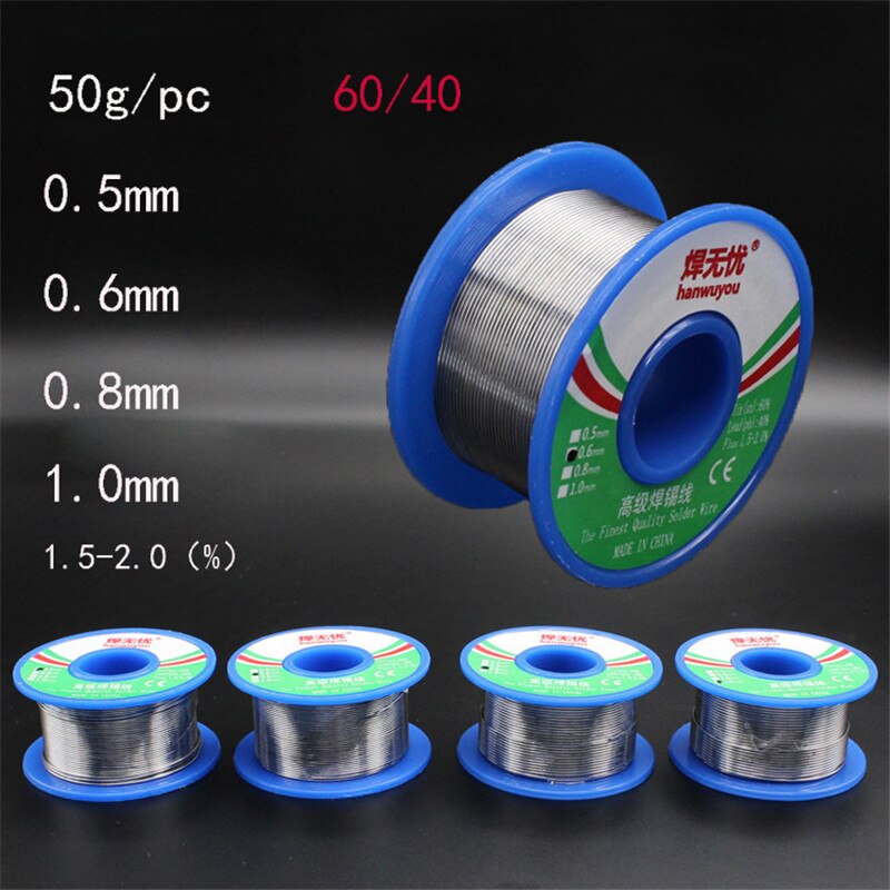 60/40 kolophonium Kern Zinn Blei Lot Draht Lözehn Schweißen Fluss 1,5-2.0% Eisen Draht Spule 50g 0,8mm