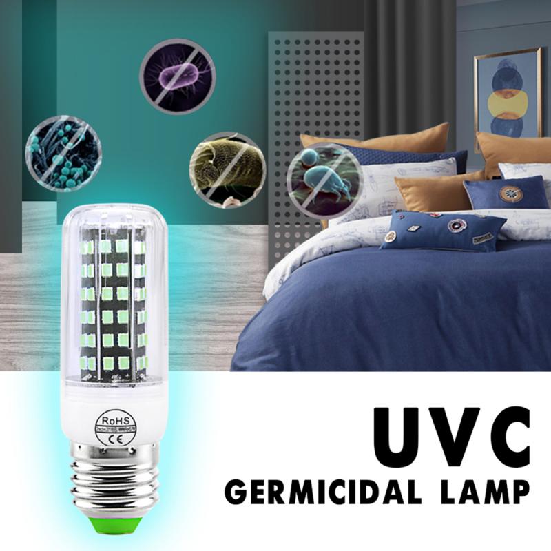E27 UV Desinfection Lamp E14 LED Sterilizer Lamp MR16 LED UVC Germicidal Bulb GU10 Ultraviolet Light 60 80leds Amuchina B22