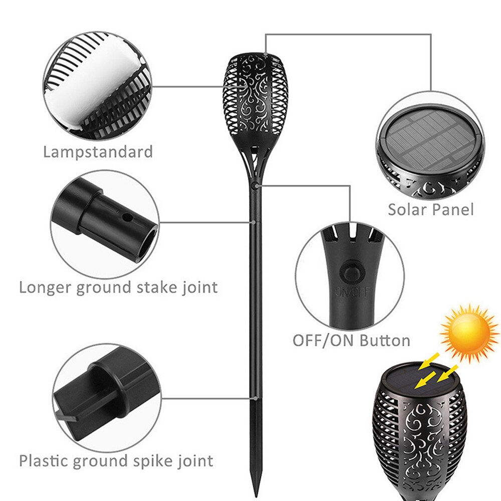12LED/33LED Solar Flame Lights Flickering IP65 Waterdichte Outdoor Solar Lamp Path Binnenplaats Tuin Verlichting Torch Spotlight