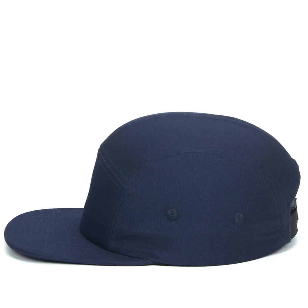 DongKing 5 Panels Cap Short Brim Hat Flat Bill Cotton Blank Camping Hats Solid Colors Low Crown Classic Adjustable: Dark Blue