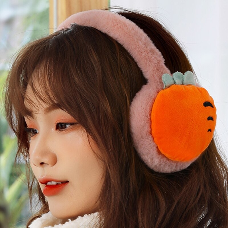 Ear Warmers For Kids Pink Strawberry Ear Muffs Girl Cute Plush Warm Soft Fluffy Cute Kawaii Winter Warm Earmuff Ear Muffs