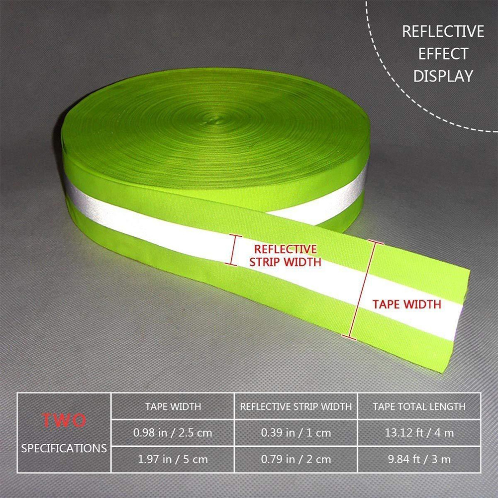 Warning Luggage Ribbon Sewing Reflective Clothes Strip Safety Florescent Tape